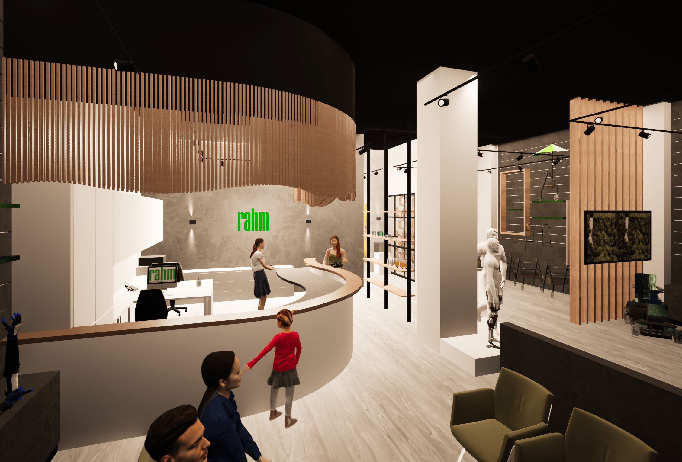 Digitale Visualisierung der Wohlfühlatmosphäre in der neuen rahm Filiale Köln Zeppelinstraße